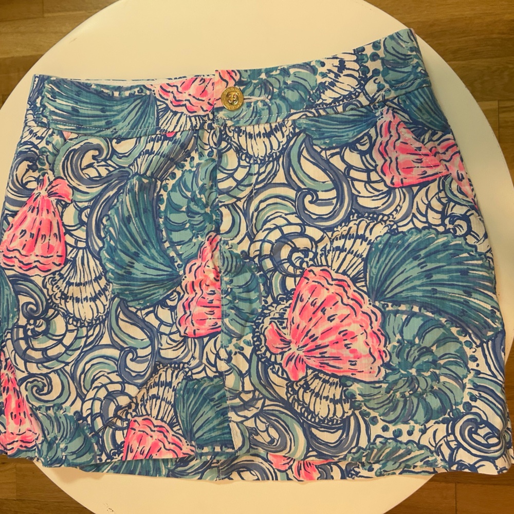 Lilly Pulitzer Blue and Pink Seashell Skirt